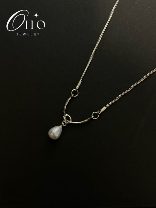 Silver Pearl Knot Necklace