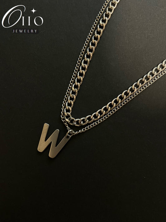 Letter W Layer Chain Necklace