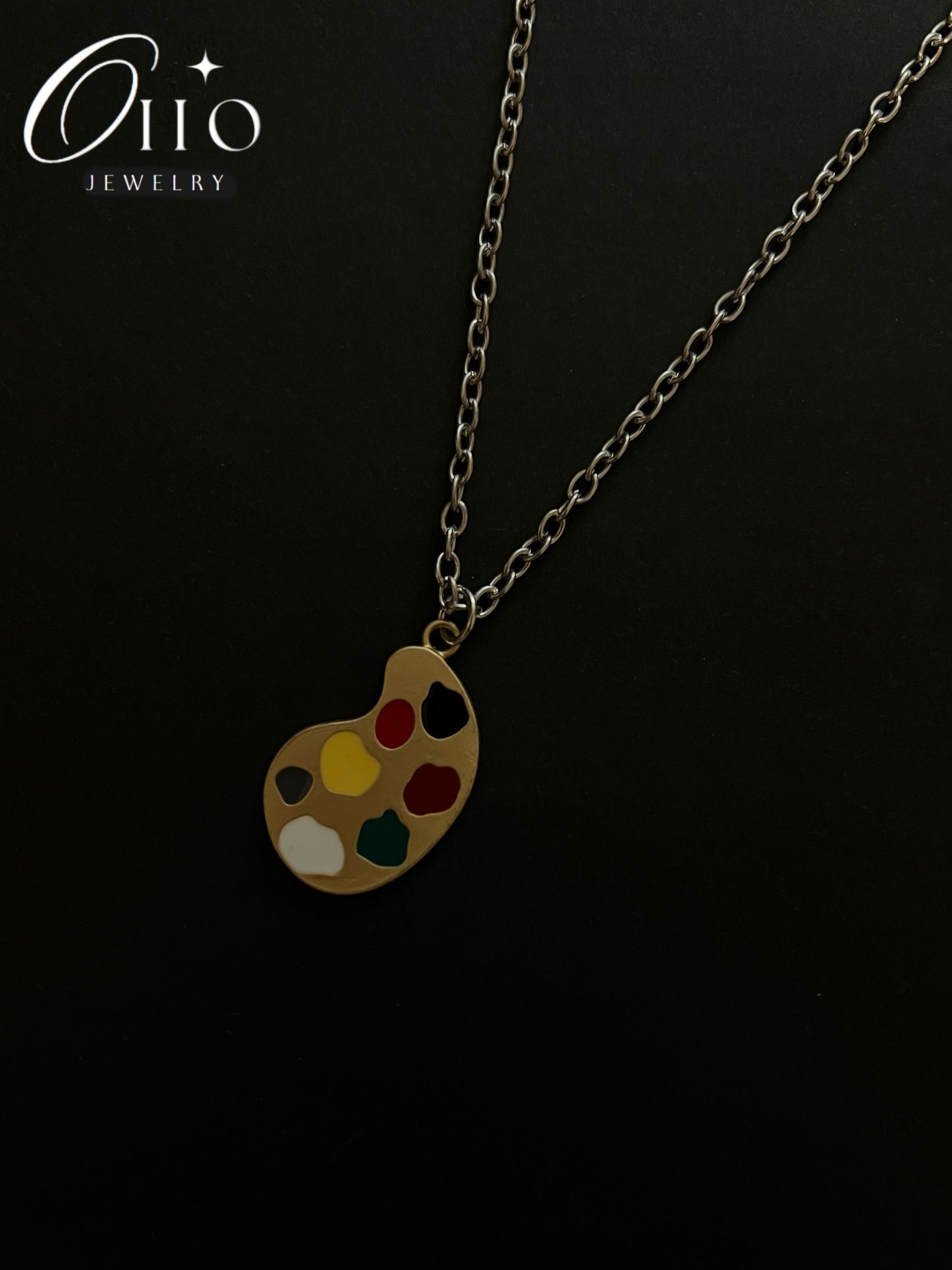 Gold Paint Palette Chain Necklace